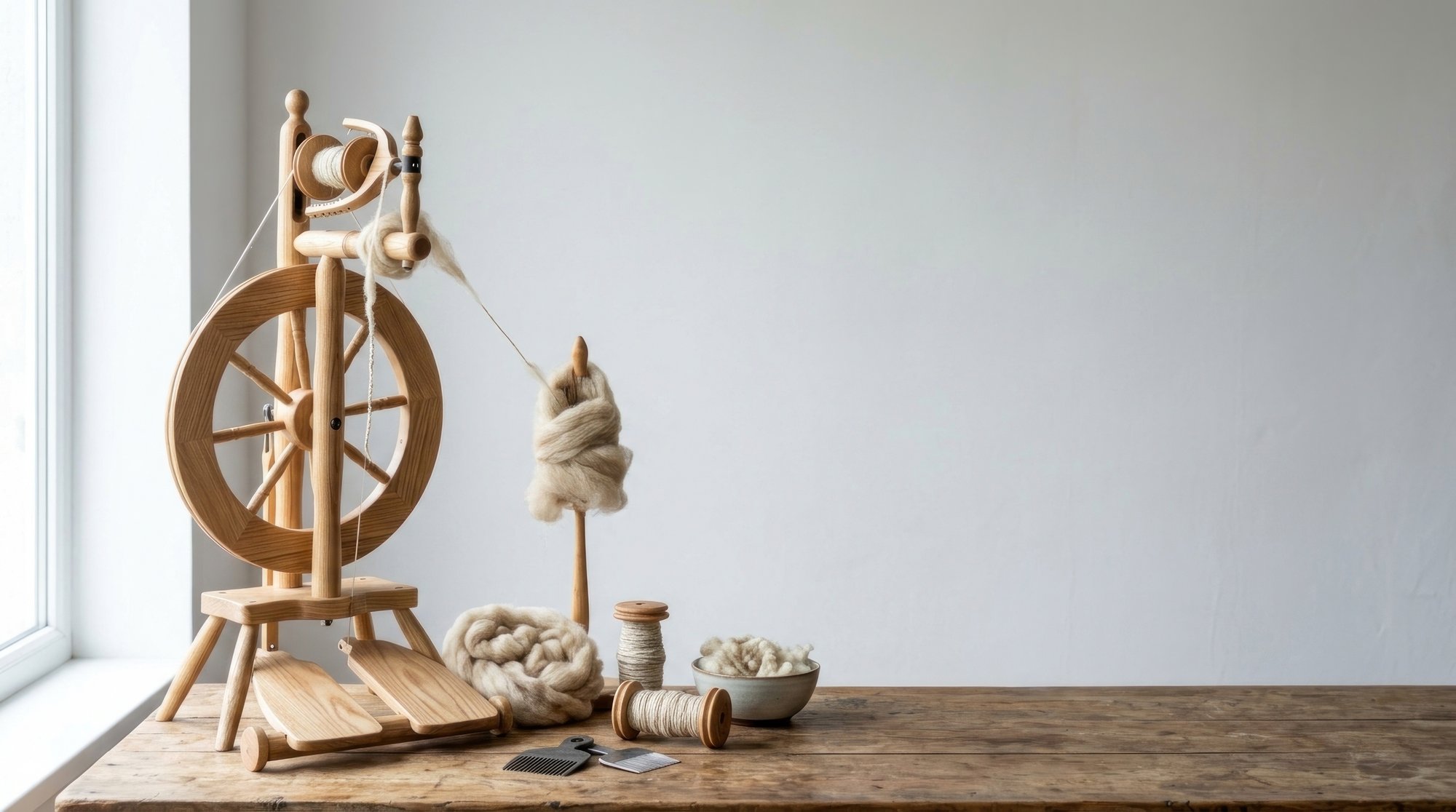 Interno della bottega di ricamo con attrezzi